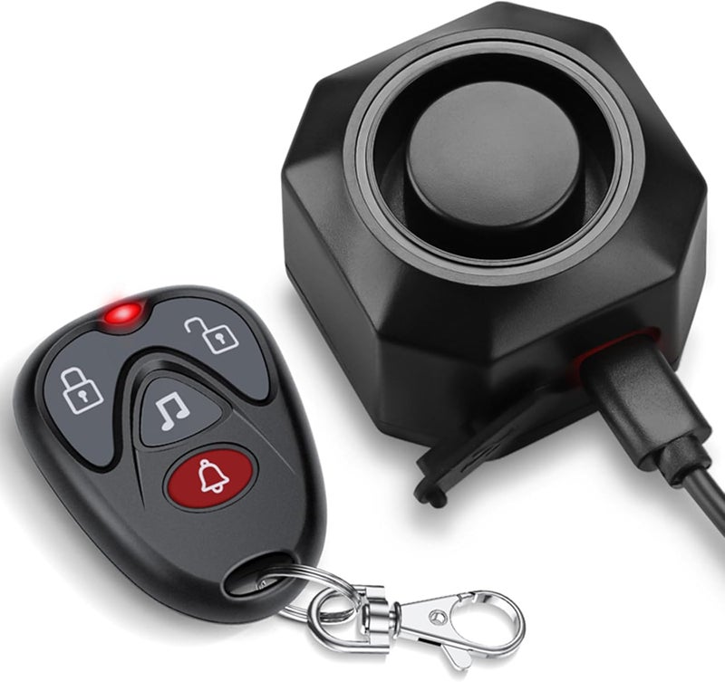 wsdcam USB Rechargeable Bike Alarm with Remote 110dB Loud Volume Adjustable Wireless Vehicle Security Alarm System Anti Theft Vibration Motion Sensor Alarm for Car Trailer Motorcycle Scooter Ebike - Image 1